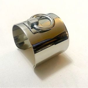 banana republic wide ring cuff bracelet in chrome silver